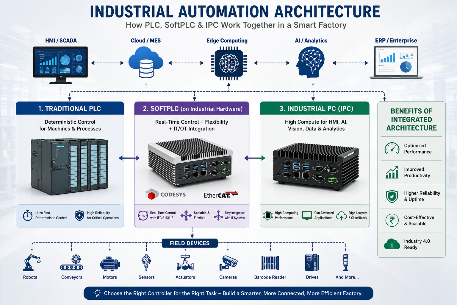  Industrial automation architecture using PLC IPC and SoftPLC in Industry 4.0 factory